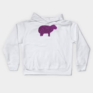 Funky purple glitter capybara silhouette Kids Hoodie